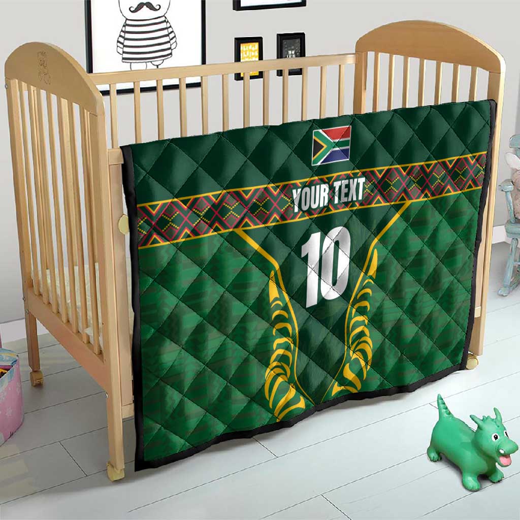 Custom South Africa Rugby Quilt Springboks Spirit and King Protea LT03