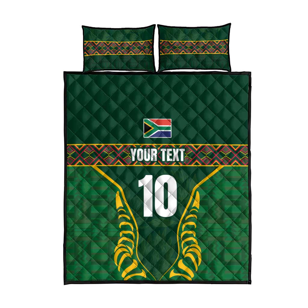 Custom South Africa Rugby Quilt Bed Set Springboks Spirit and King Protea LT03
