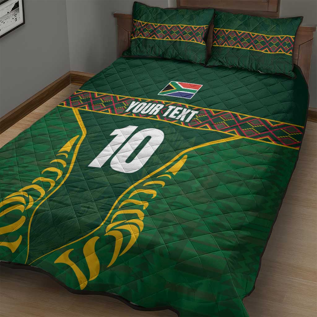 Custom South Africa Rugby Quilt Bed Set Springboks Spirit and King Protea LT03