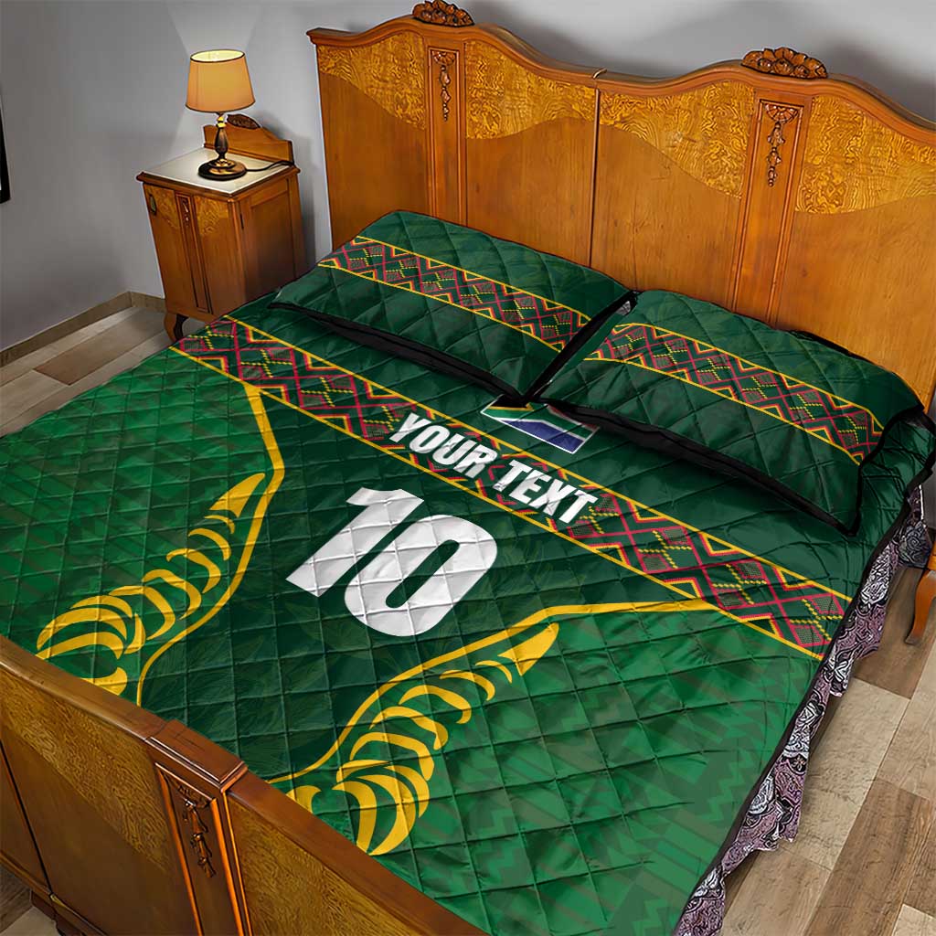 Custom South Africa Rugby Quilt Bed Set Springboks Spirit and King Protea LT03