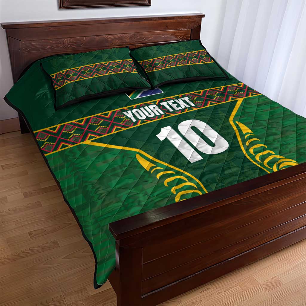 Custom South Africa Rugby Quilt Bed Set Springboks Spirit and King Protea LT03