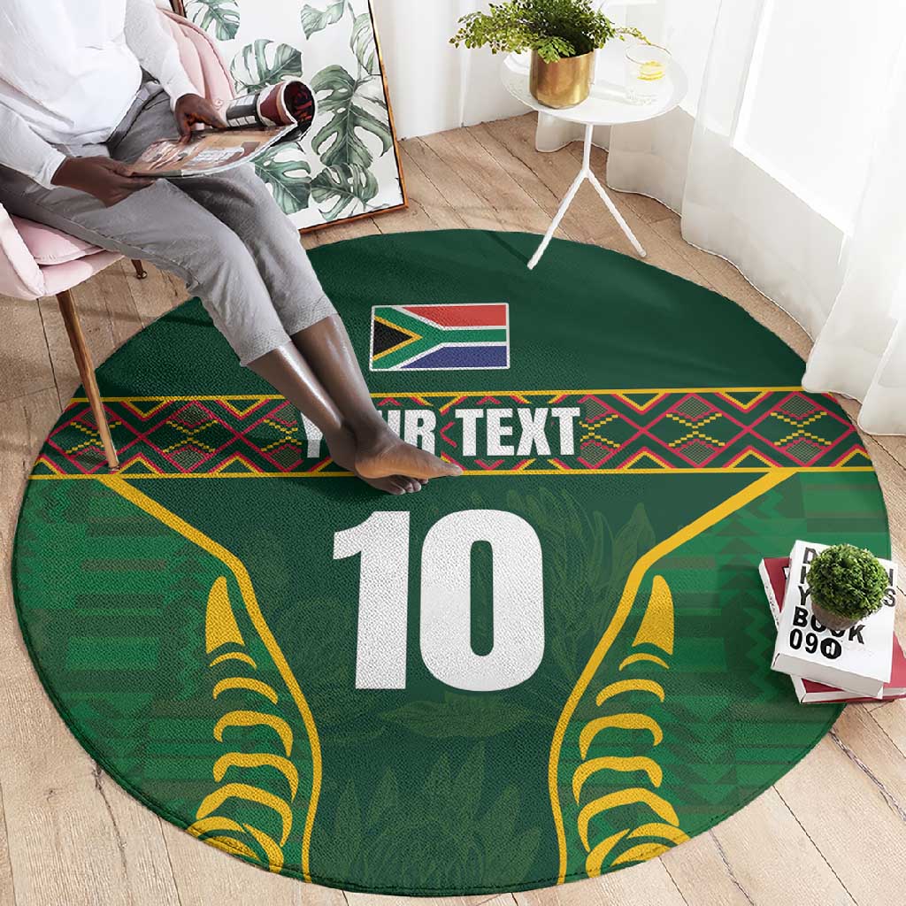 Custom South Africa Rugby Round Carpet Springboks Spirit and King Protea LT03