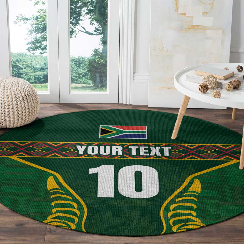 Custom South Africa Rugby Round Carpet Springboks Spirit and King Protea LT03
