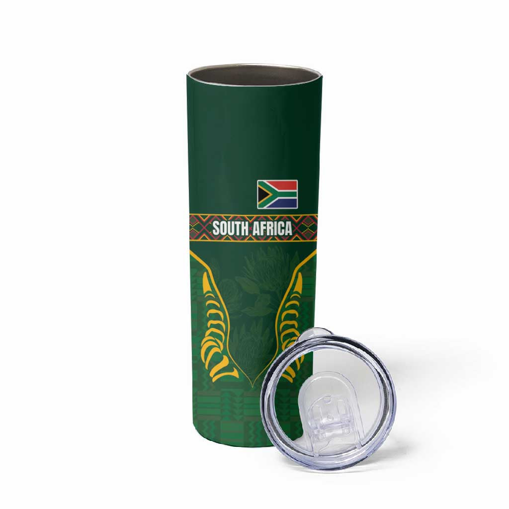 Custom South Africa Rugby Skinny Tumbler Springboks Spirit and King Protea LT03