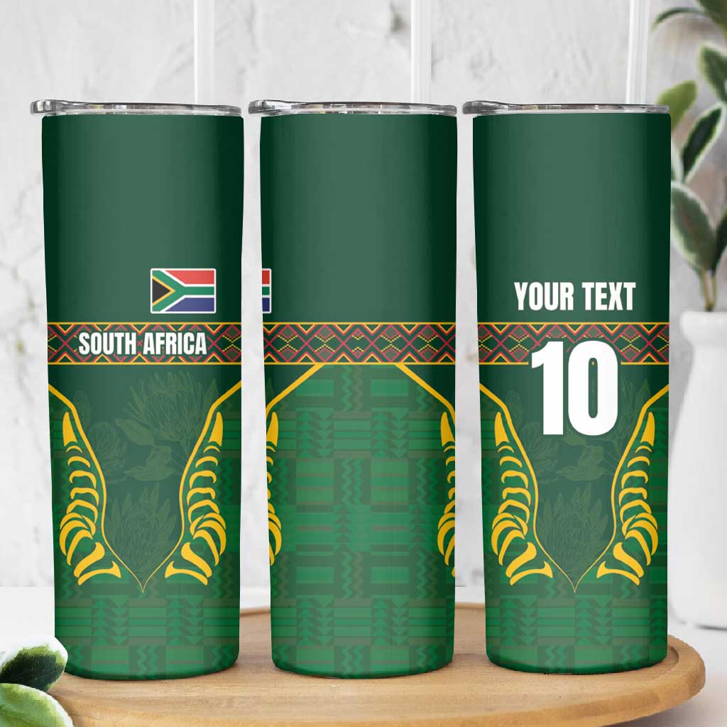 Custom South Africa Rugby Skinny Tumbler Springboks Spirit and King Protea LT03