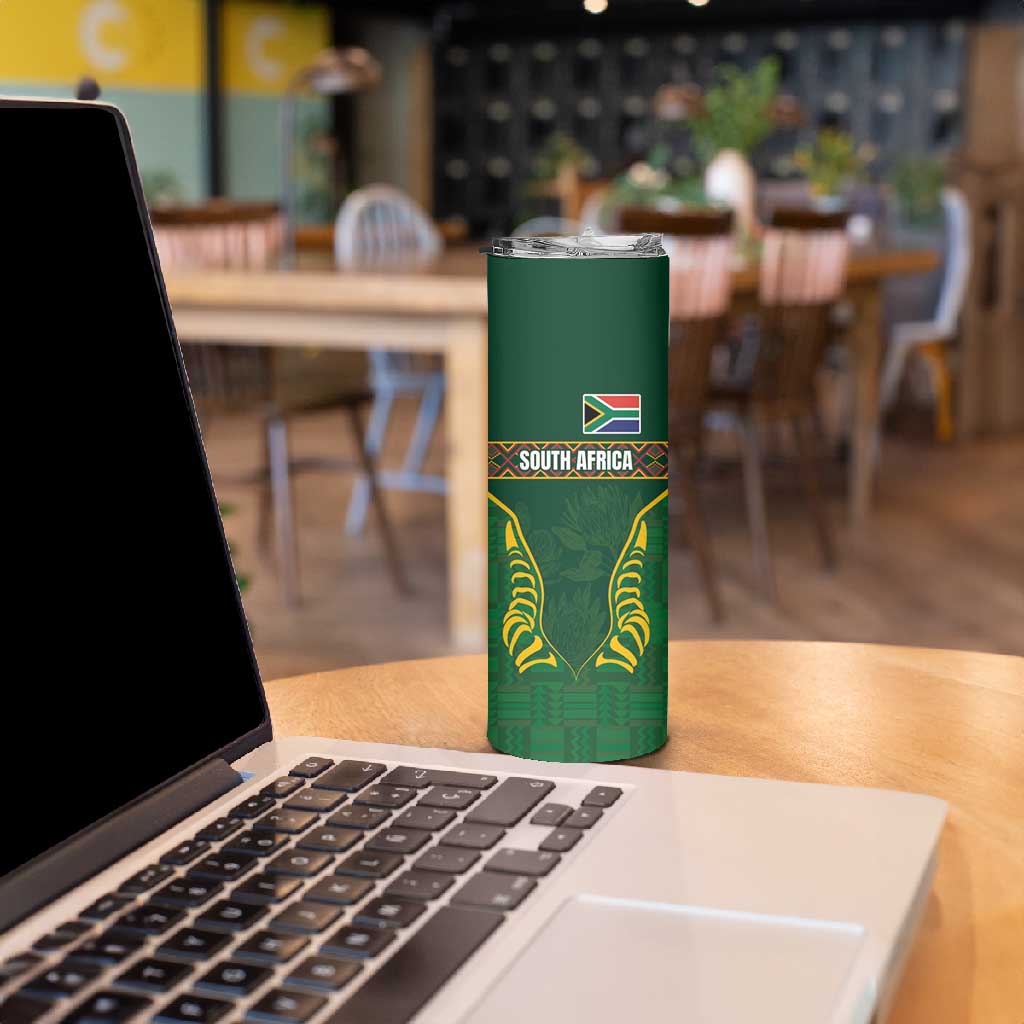 Custom South Africa Rugby Skinny Tumbler Springboks Spirit and King Protea LT03