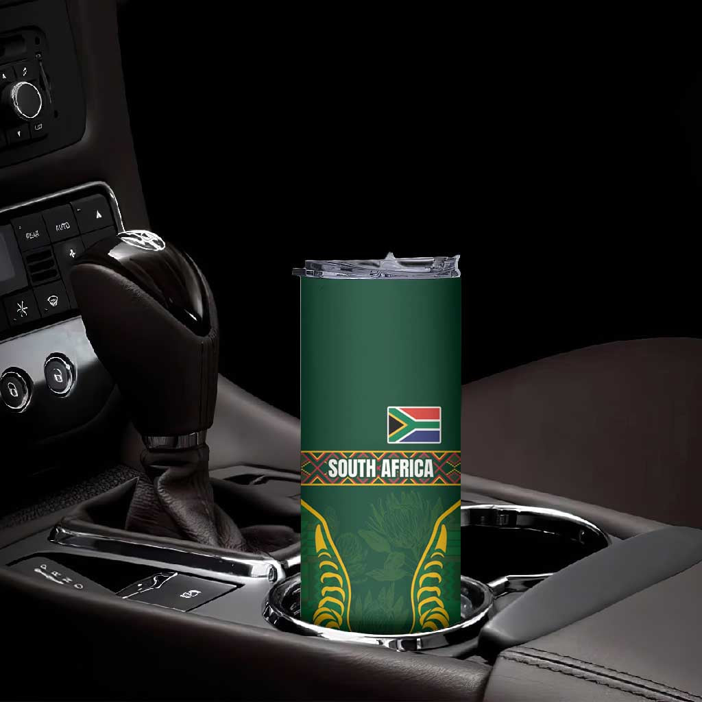 Custom South Africa Rugby Skinny Tumbler Springboks Spirit and King Protea LT03
