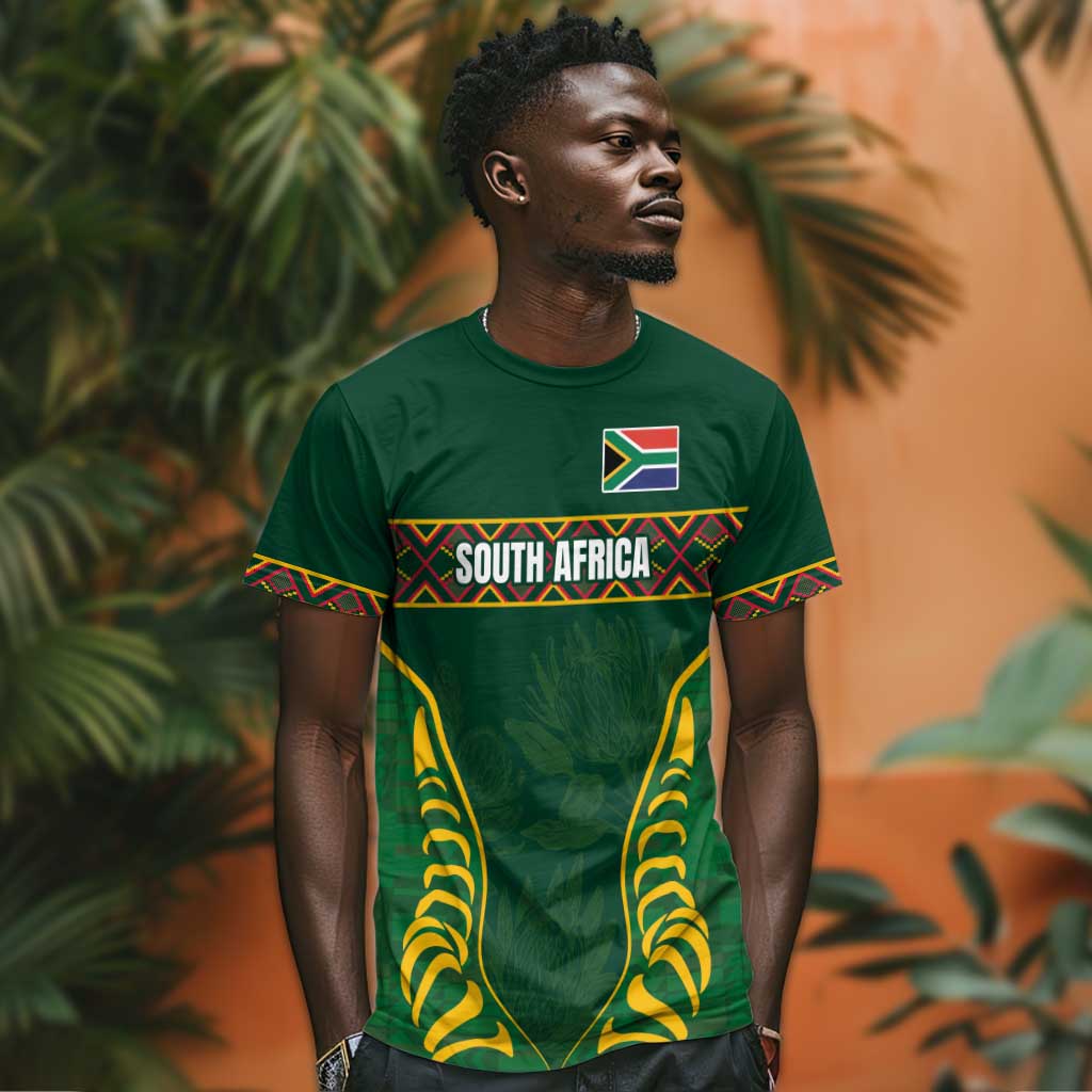 Custom South Africa Rugby T shirt Springboks Spirit and King Protea LT03