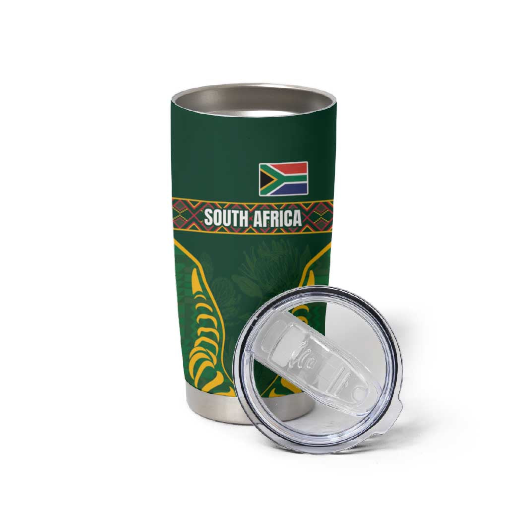 Custom South Africa Rugby Tumbler Cup Springboks Spirit and King Protea LT03