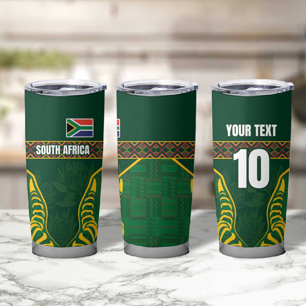 Custom South Africa Rugby Tumbler Cup Springboks Spirit and King Protea LT03