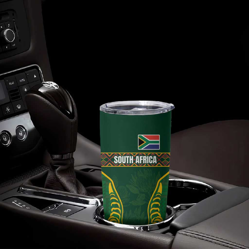 Custom South Africa Rugby Tumbler Cup Springboks Spirit and King Protea LT03