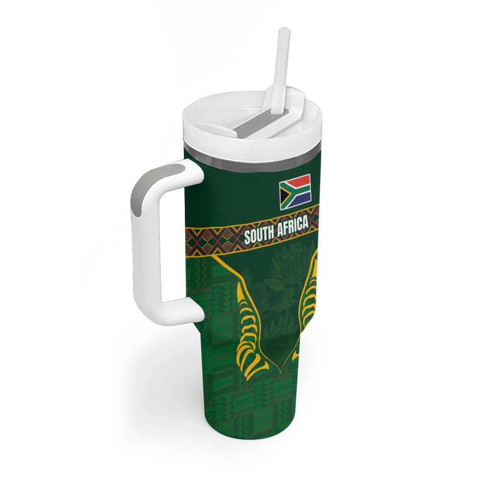 Custom South Africa Rugby Tumbler With Handle Springboks Spirit and King Protea LT03
