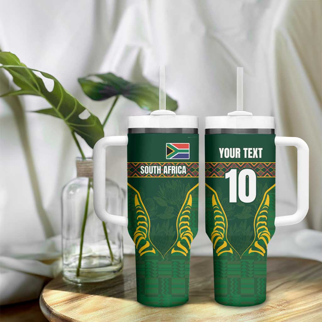 Custom South Africa Rugby Tumbler With Handle Springboks Spirit and King Protea LT03