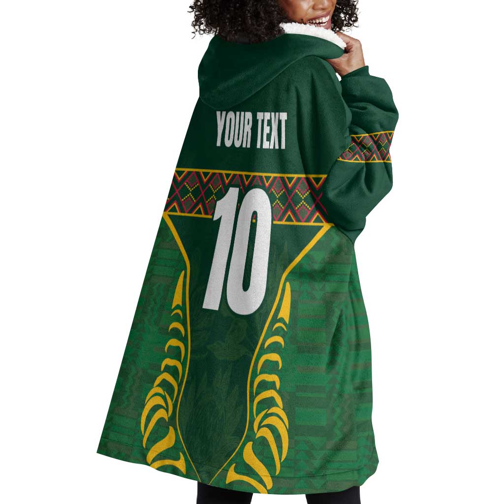 Custom South Africa Rugby Wearable Blanket Hoodie Springboks Spirit and King Protea LT03
