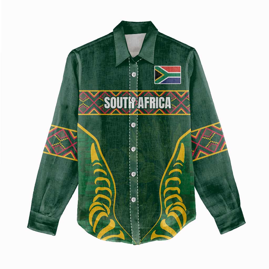 Custom South Africa Rugby Women Casual Shirt Springboks Spirit and King Protea LT03