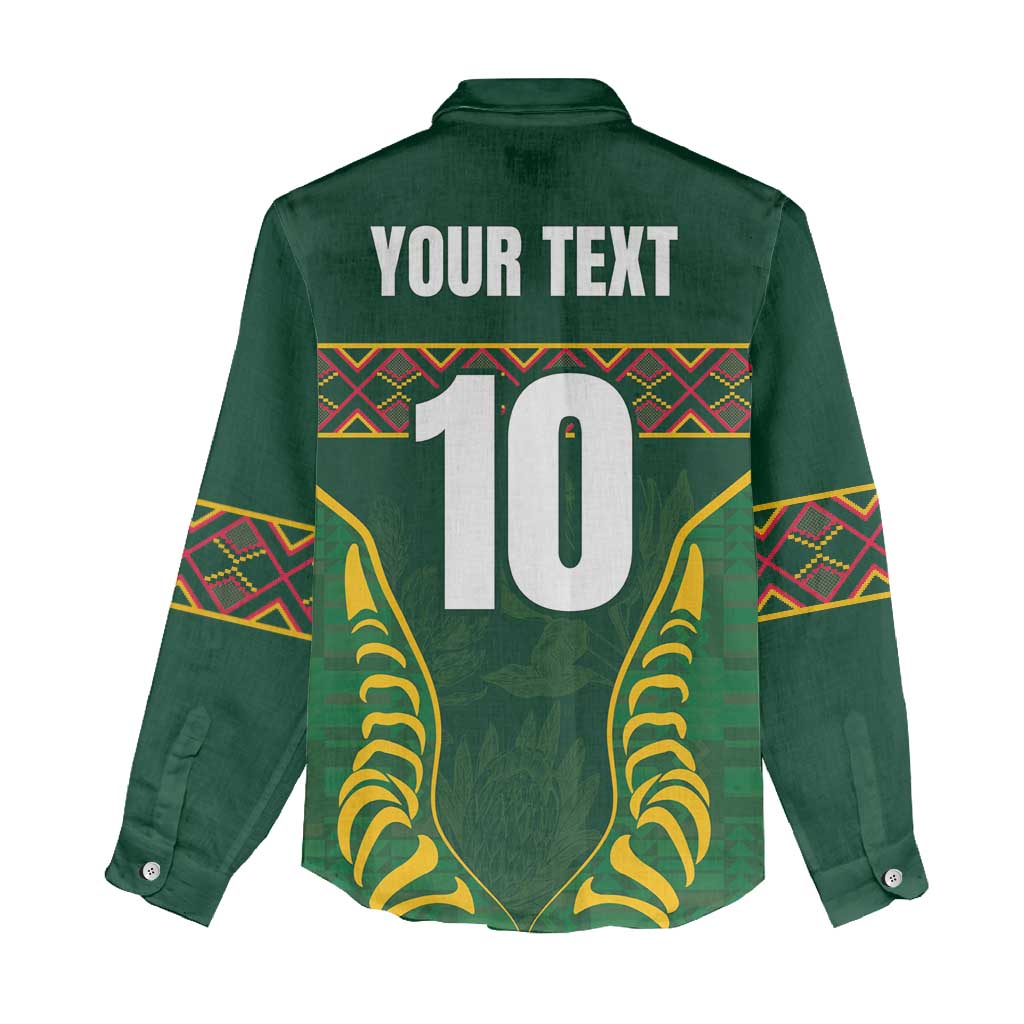Custom South Africa Rugby Women Casual Shirt Springboks Spirit and King Protea LT03