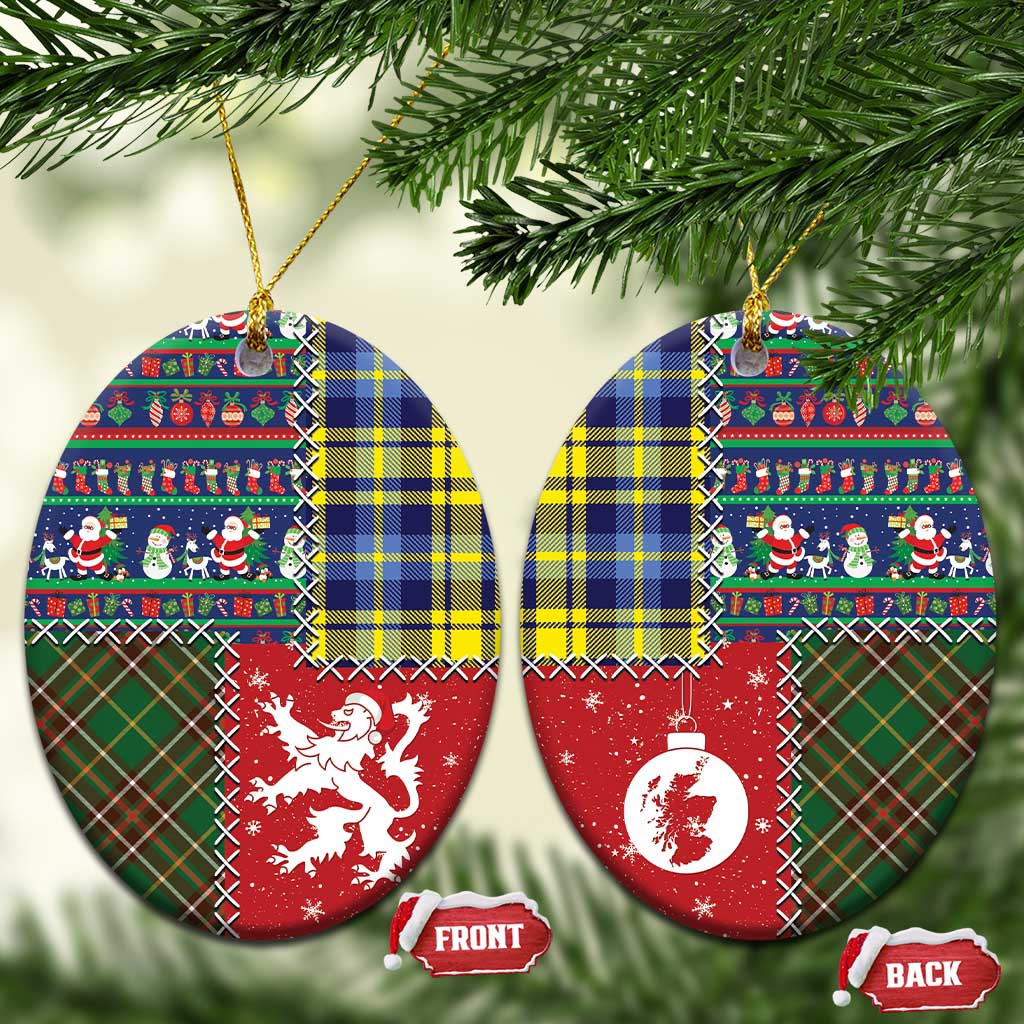 Scottish Christmas Ceramic Ornament Scotland Lion and Xmas Elements Patch Style LT03