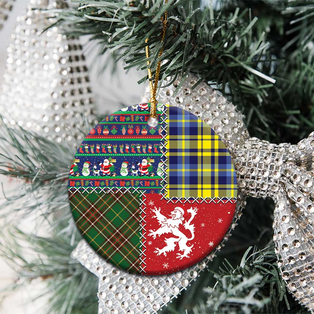 Scottish Christmas Ceramic Ornament Scotland Lion and Xmas Elements Patch Style LT03