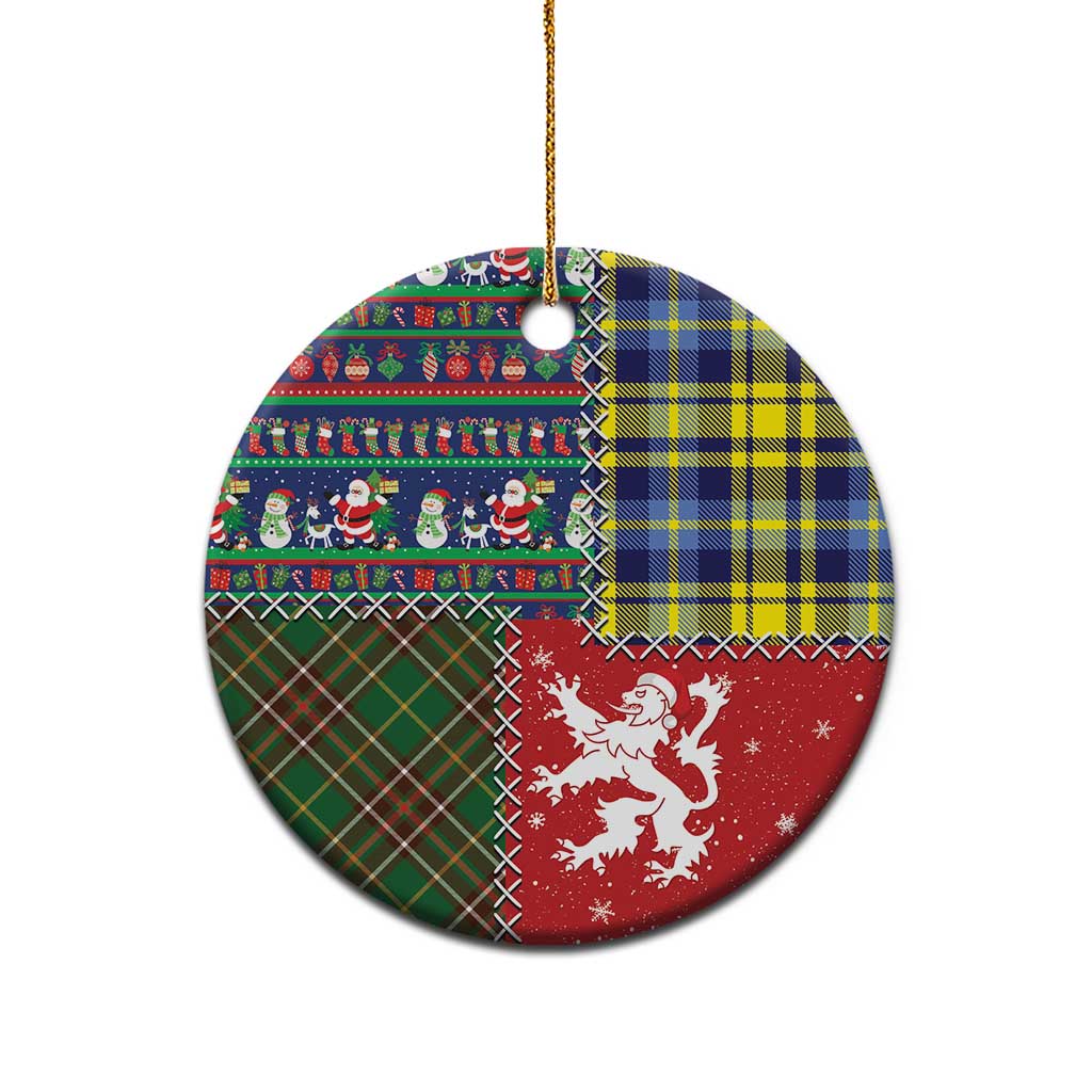 Scottish Christmas Ceramic Ornament Scotland Lion and Xmas Elements Patch Style LT03