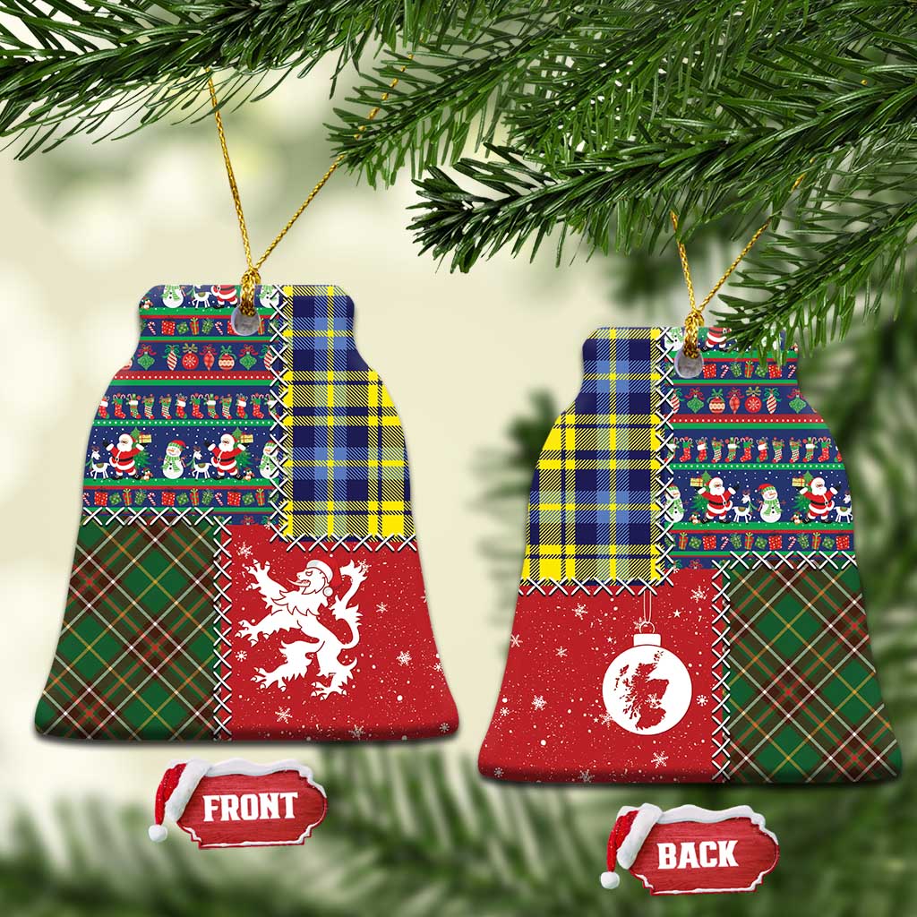 Scottish Christmas Ceramic Ornament Scotland Lion and Xmas Elements Patch Style LT03