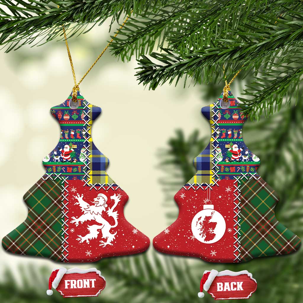Scottish Christmas Ceramic Ornament Scotland Lion and Xmas Elements Patch Style LT03