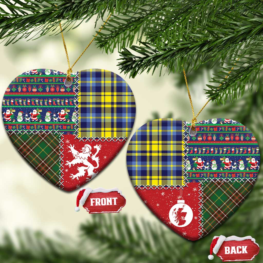 Scottish Christmas Ceramic Ornament Scotland Lion and Xmas Elements Patch Style LT03