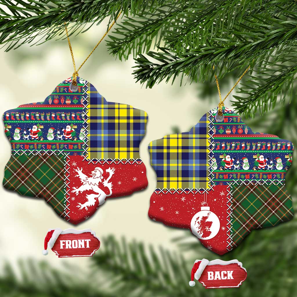 Scottish Christmas Ceramic Ornament Scotland Lion and Xmas Elements Patch Style LT03