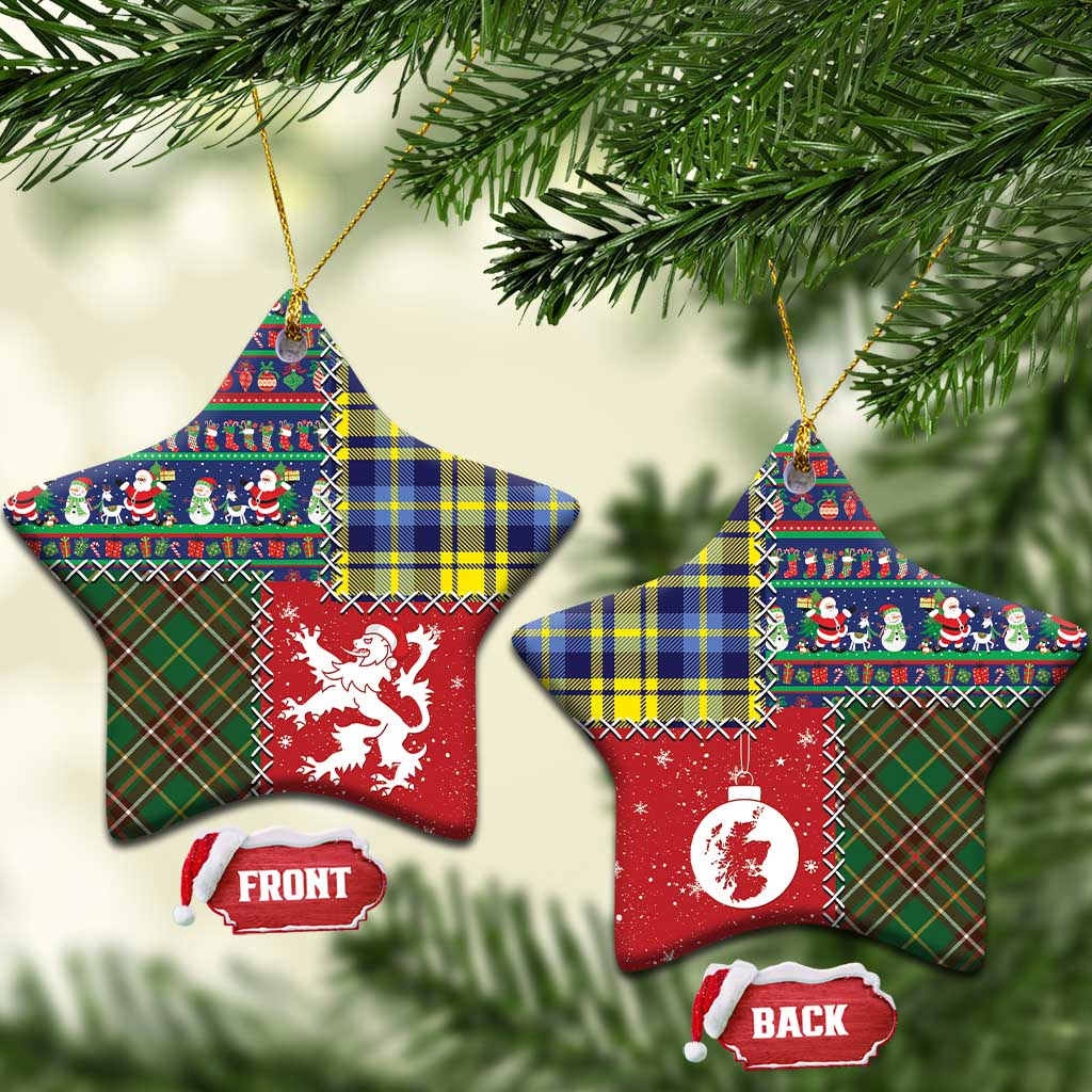 Scottish Christmas Ceramic Ornament Scotland Lion and Xmas Elements Patch Style LT03