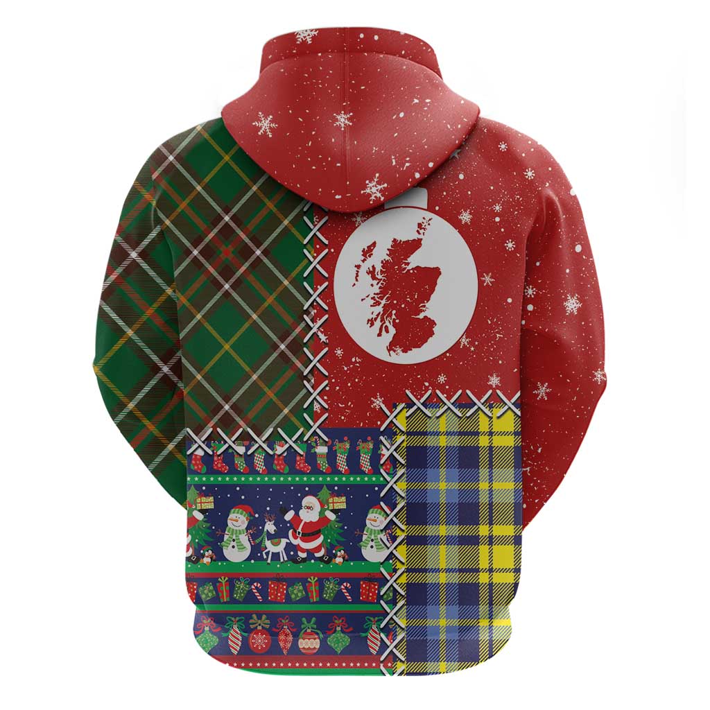 Scottish Christmas Hoodie Scotland Lion and Xmas Elements Patch Style LT03