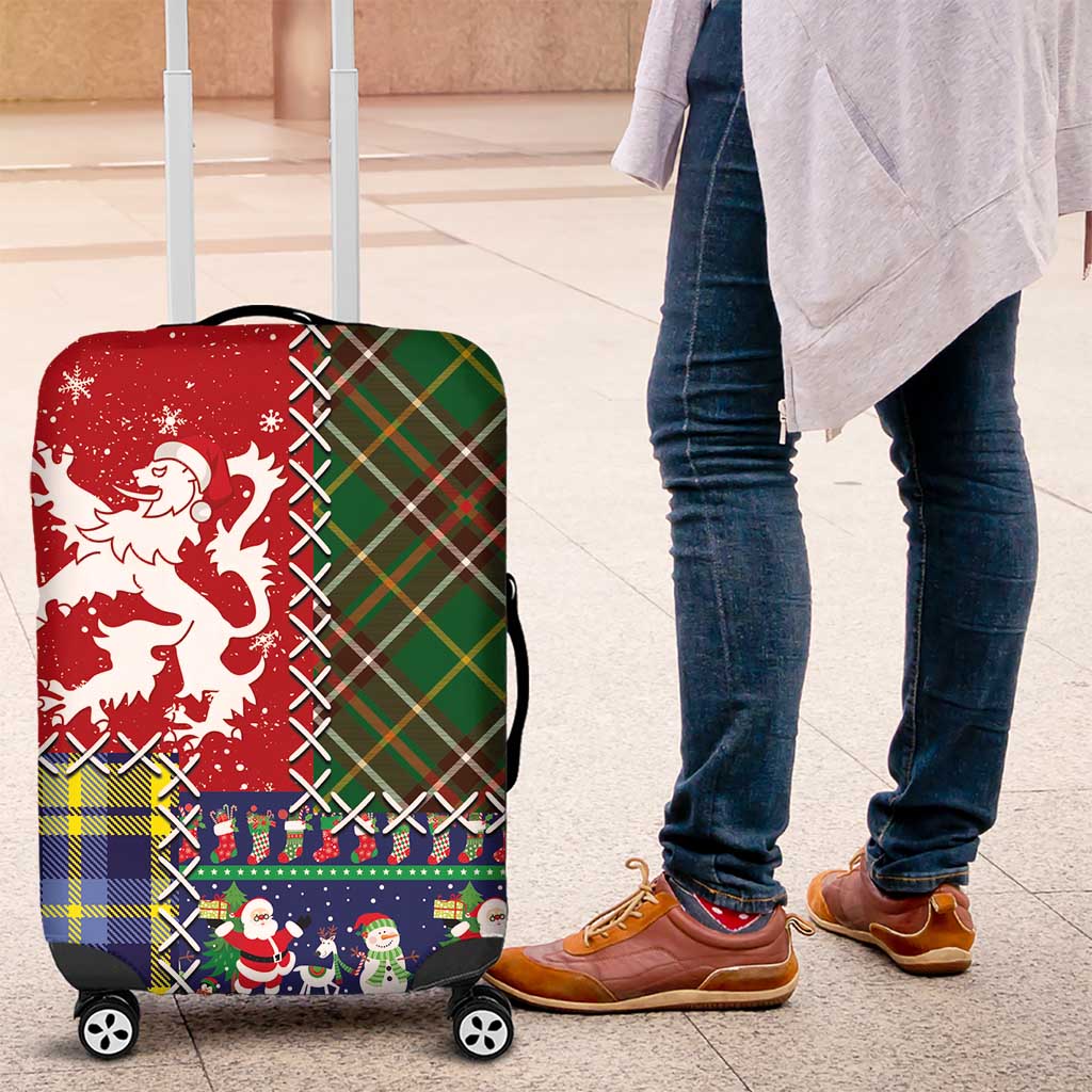 Scottish Christmas Luggage Cover Scotland Lion and Xmas Elements Patch Style LT03