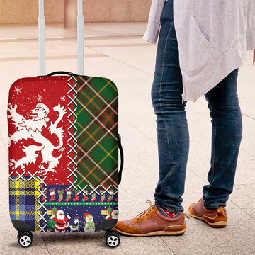 Scottish Christmas Luggage Cover Scotland Lion and Xmas Elements Patch Style LT03