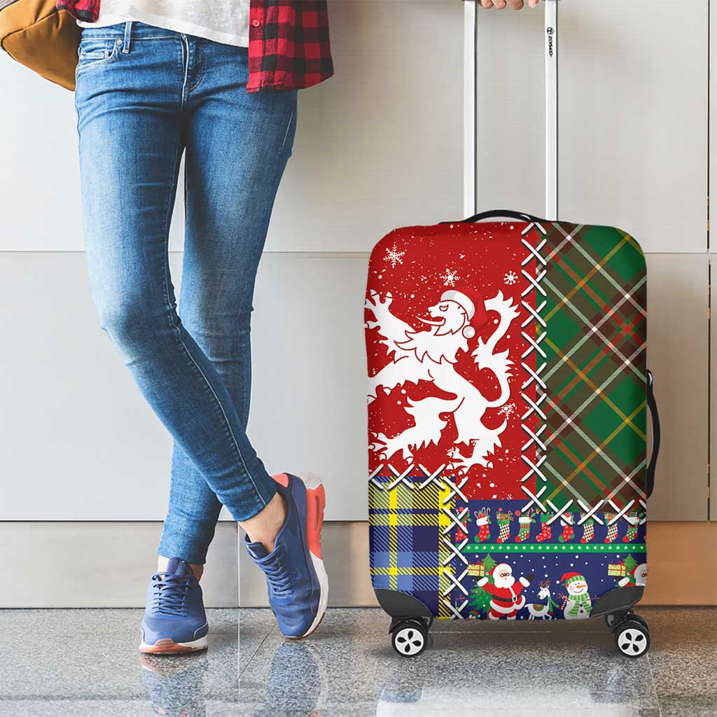 Scottish Christmas Luggage Cover Scotland Lion and Xmas Elements Patch Style LT03
