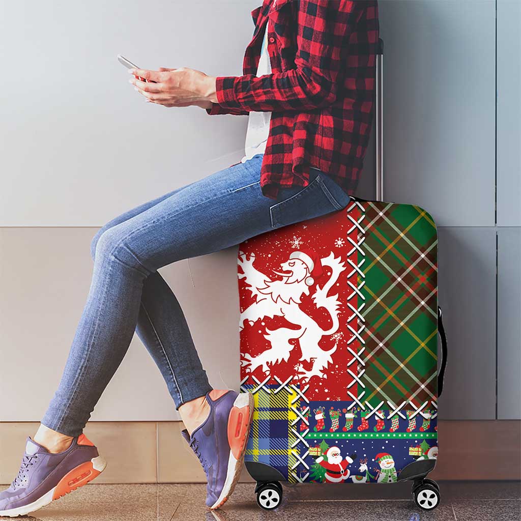 Scottish Christmas Luggage Cover Scotland Lion and Xmas Elements Patch Style LT03