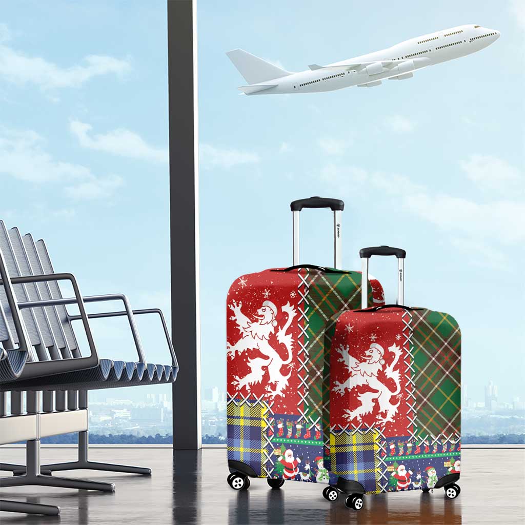 Scottish Christmas Luggage Cover Scotland Lion and Xmas Elements Patch Style LT03