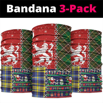 Scottish Christmas Neck Gaiter Scotland Lion and Xmas Elements Patch Style LT03
