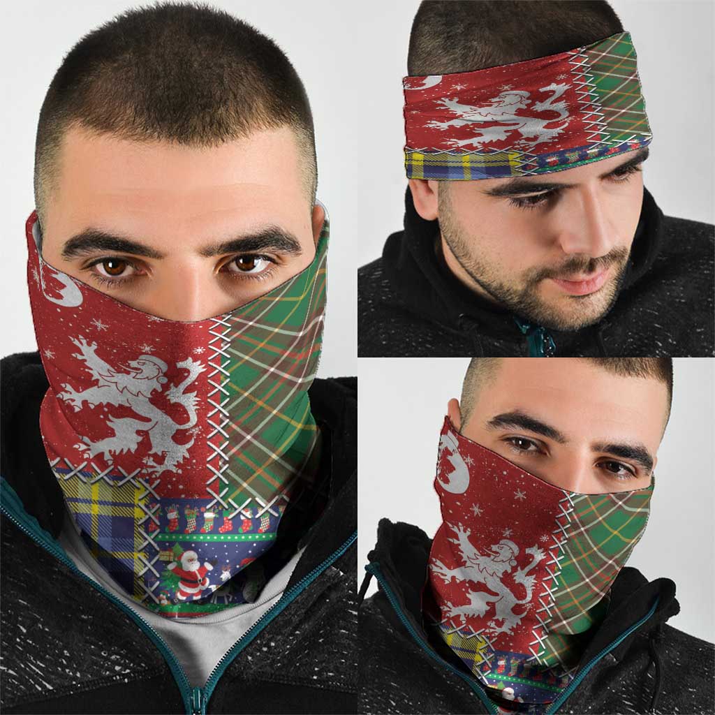 Scottish Christmas Neck Gaiter Scotland Lion and Xmas Elements Patch Style LT03
