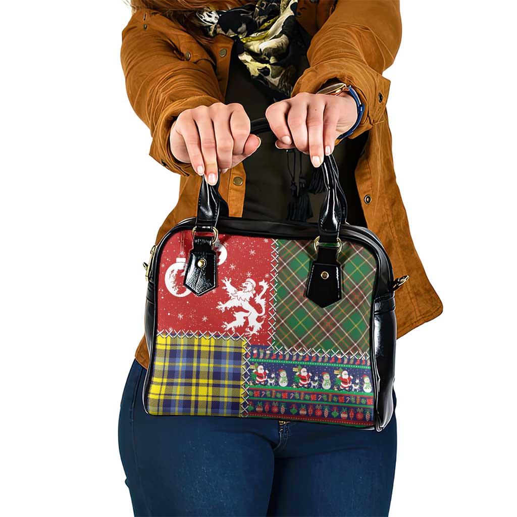 Scottish Christmas Shoulder Handbag Scotland Lion and Xmas Elements Patch Style LT03
