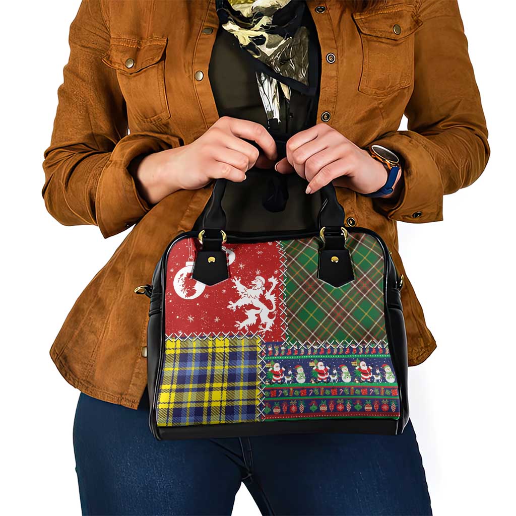 Scottish Christmas Shoulder Handbag Scotland Lion and Xmas Elements Patch Style LT03