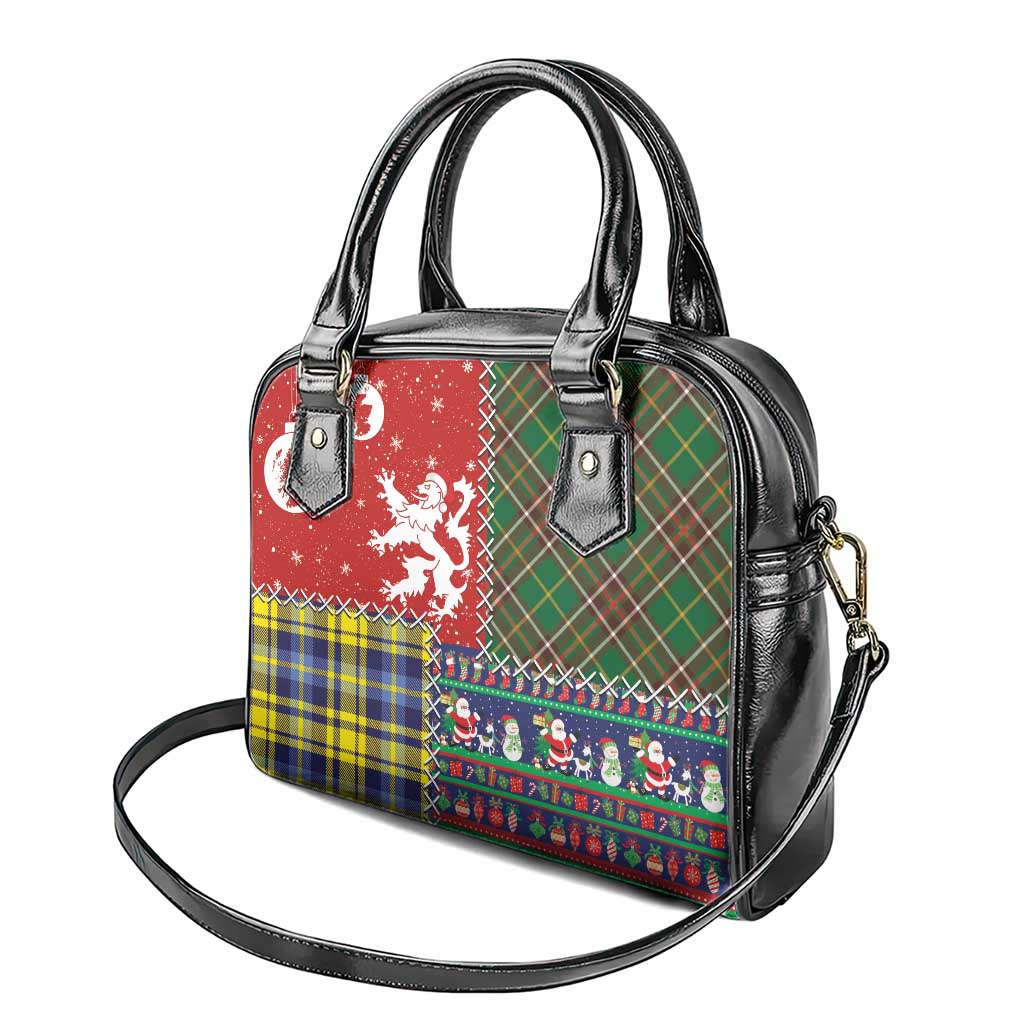 Scottish Christmas Shoulder Handbag Scotland Lion and Xmas Elements Patch Style LT03