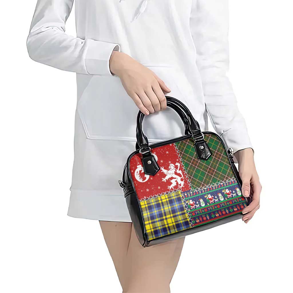 Scottish Christmas Shoulder Handbag Scotland Lion and Xmas Elements Patch Style LT03