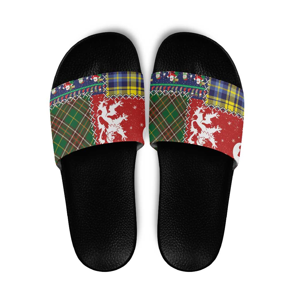 Scottish Christmas Slide Sandals Scotland Lion and Xmas Elements Patch Style LT03