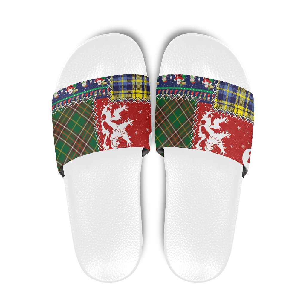 Scottish Christmas Slide Sandals Scotland Lion and Xmas Elements Patch Style LT03