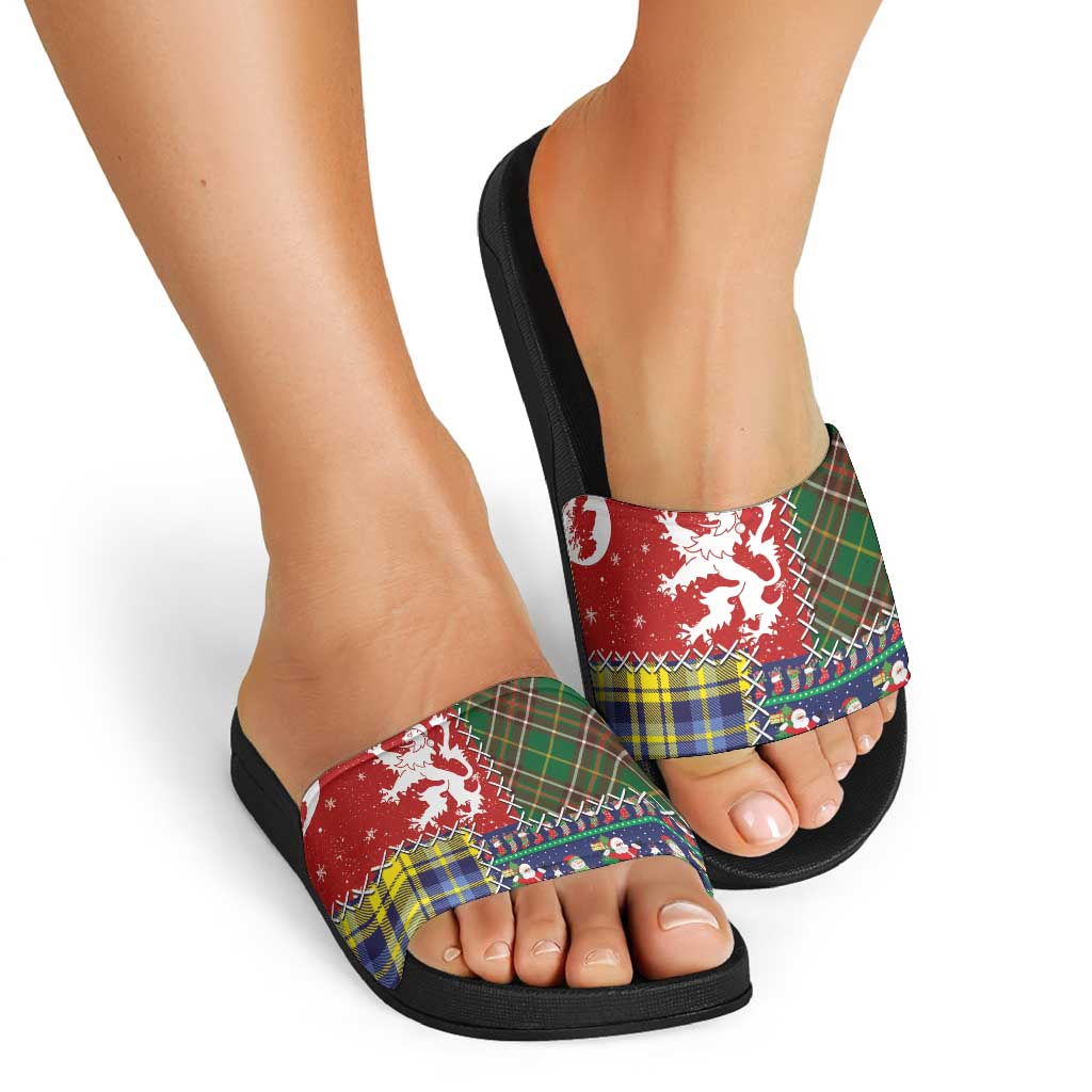 Scottish Christmas Slide Sandals Scotland Lion and Xmas Elements Patch Style LT03