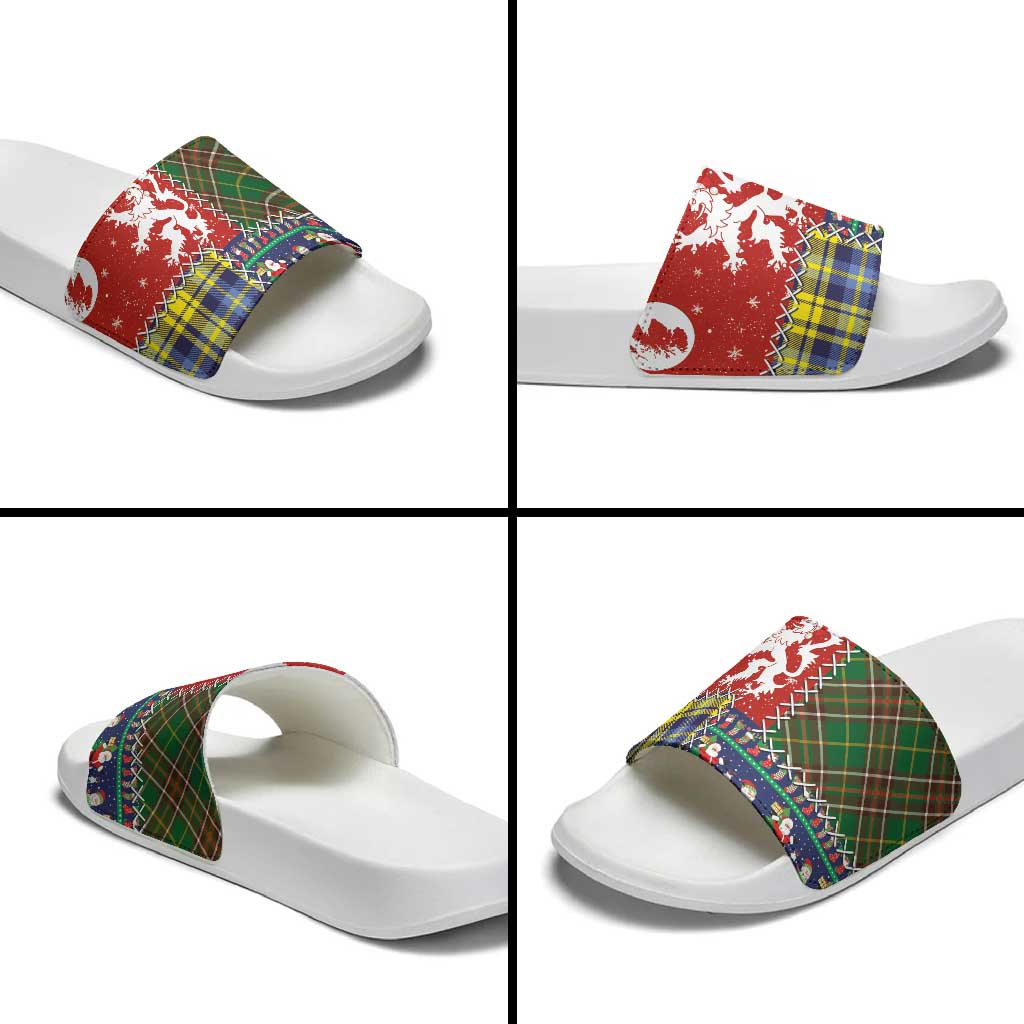 Scottish Christmas Slide Sandals Scotland Lion and Xmas Elements Patch Style LT03