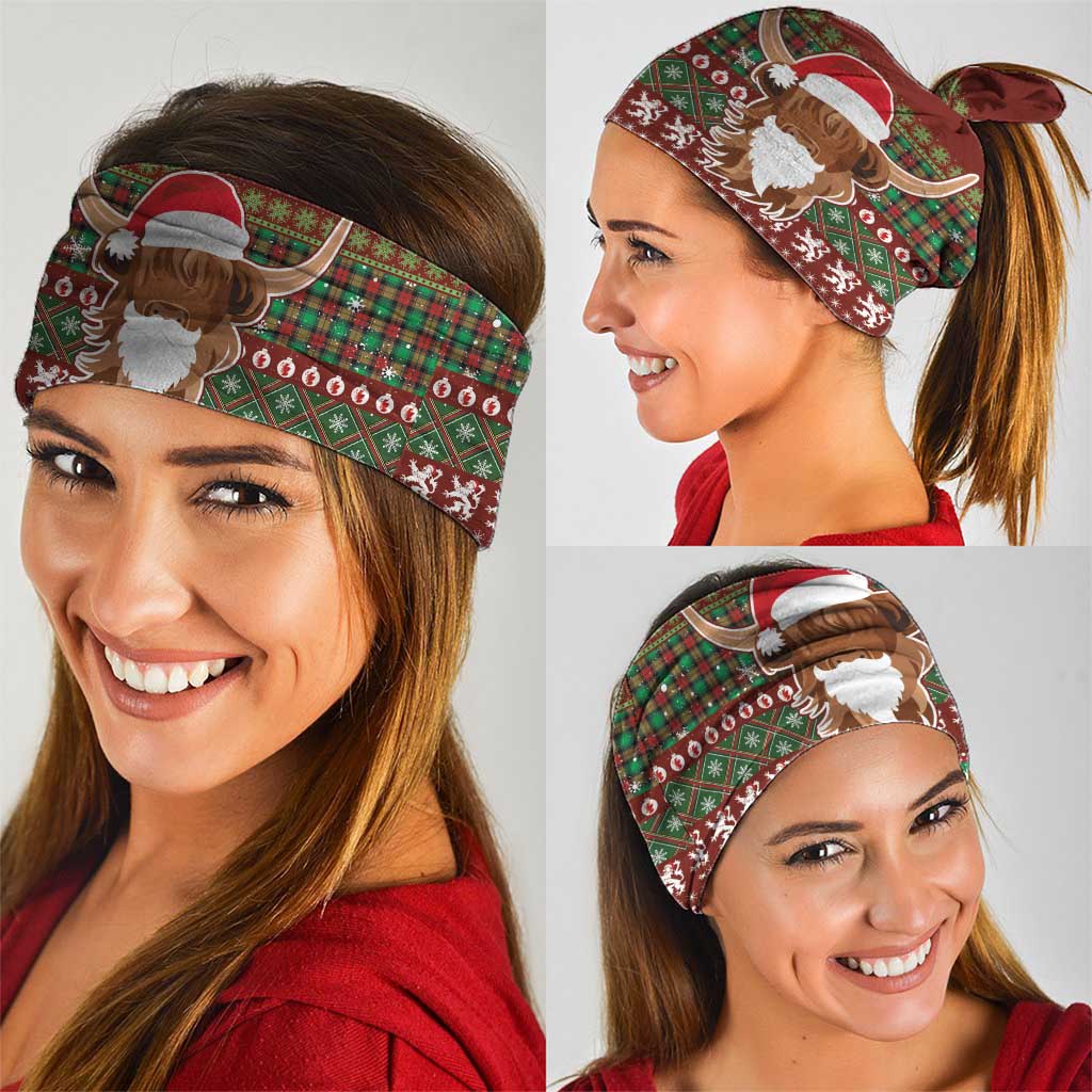 Scottish Christmas Neck Gaiter Highland Cattle-Xmas Tartan Stripes Style Red Color LT03