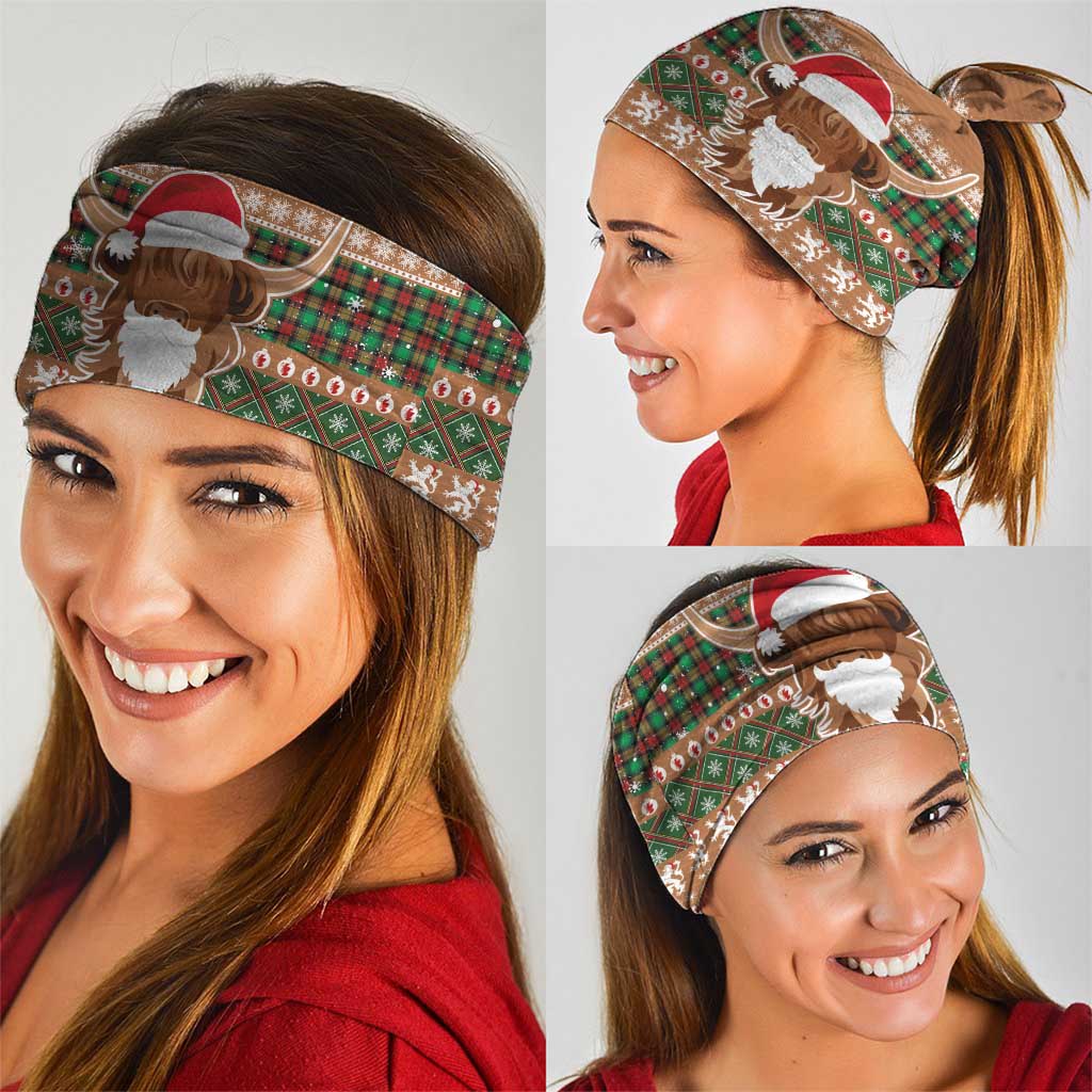 Scottish Christmas Neck Gaiter Highland Cattle-Xmas Tartan Stripes Style Brown Color LT03