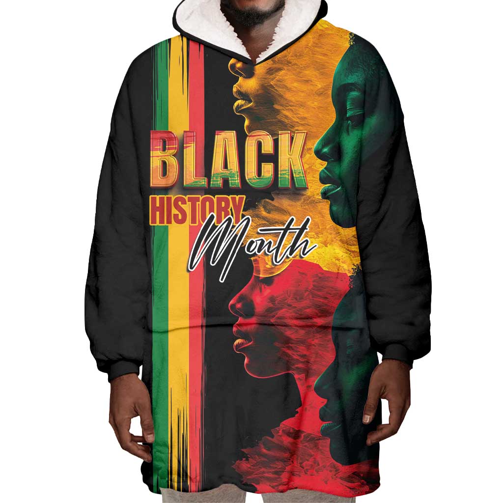Afro - Black History Month Wearable Blanket Hoodie Black Soul - I'm Black Every Month LT03