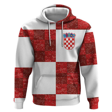 Custom Croatia Football Hoodie Checkered Ones Sport Grunge Style LT03