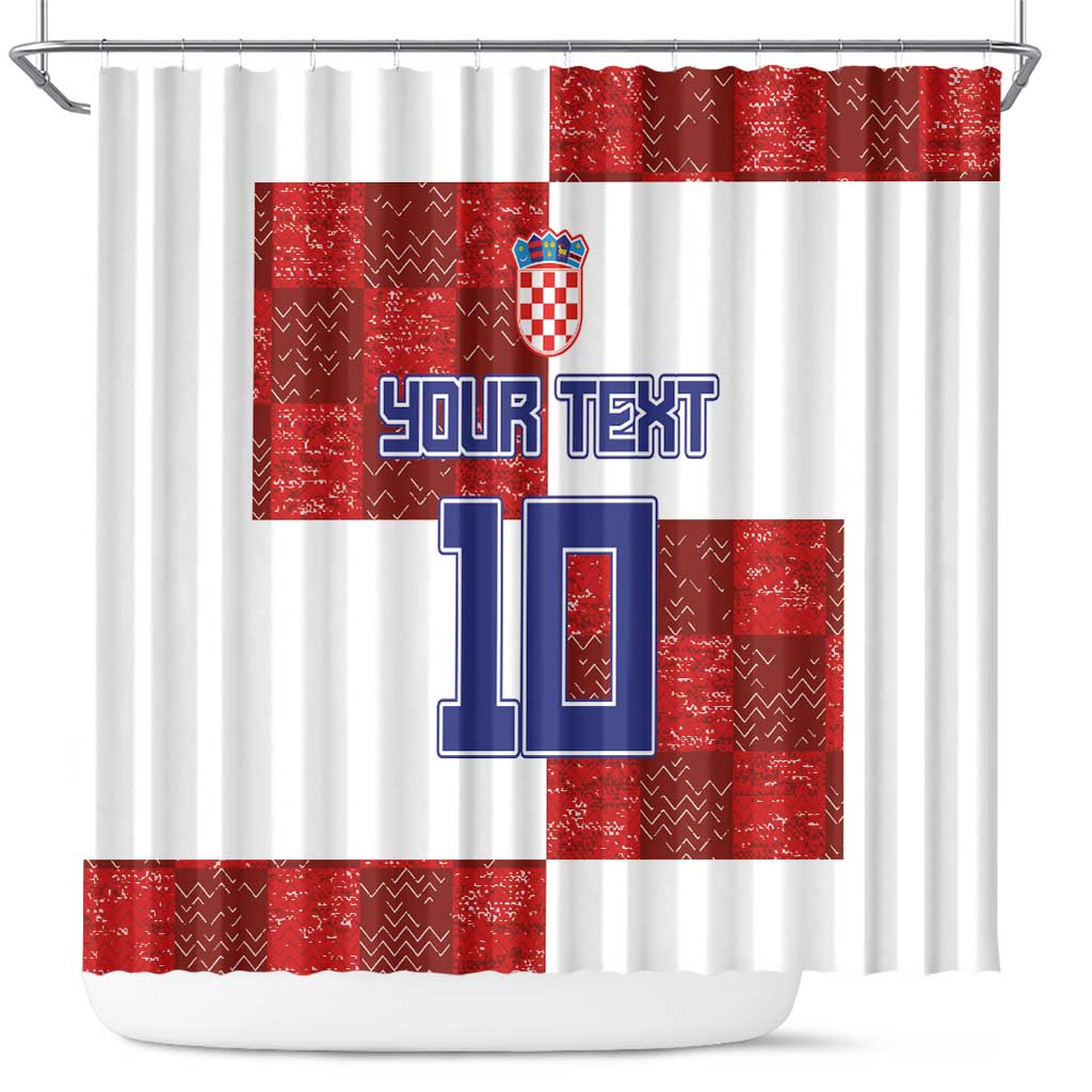 Custom Croatia Football Shower Curtain Checkered Ones Sport Grunge Style LT03