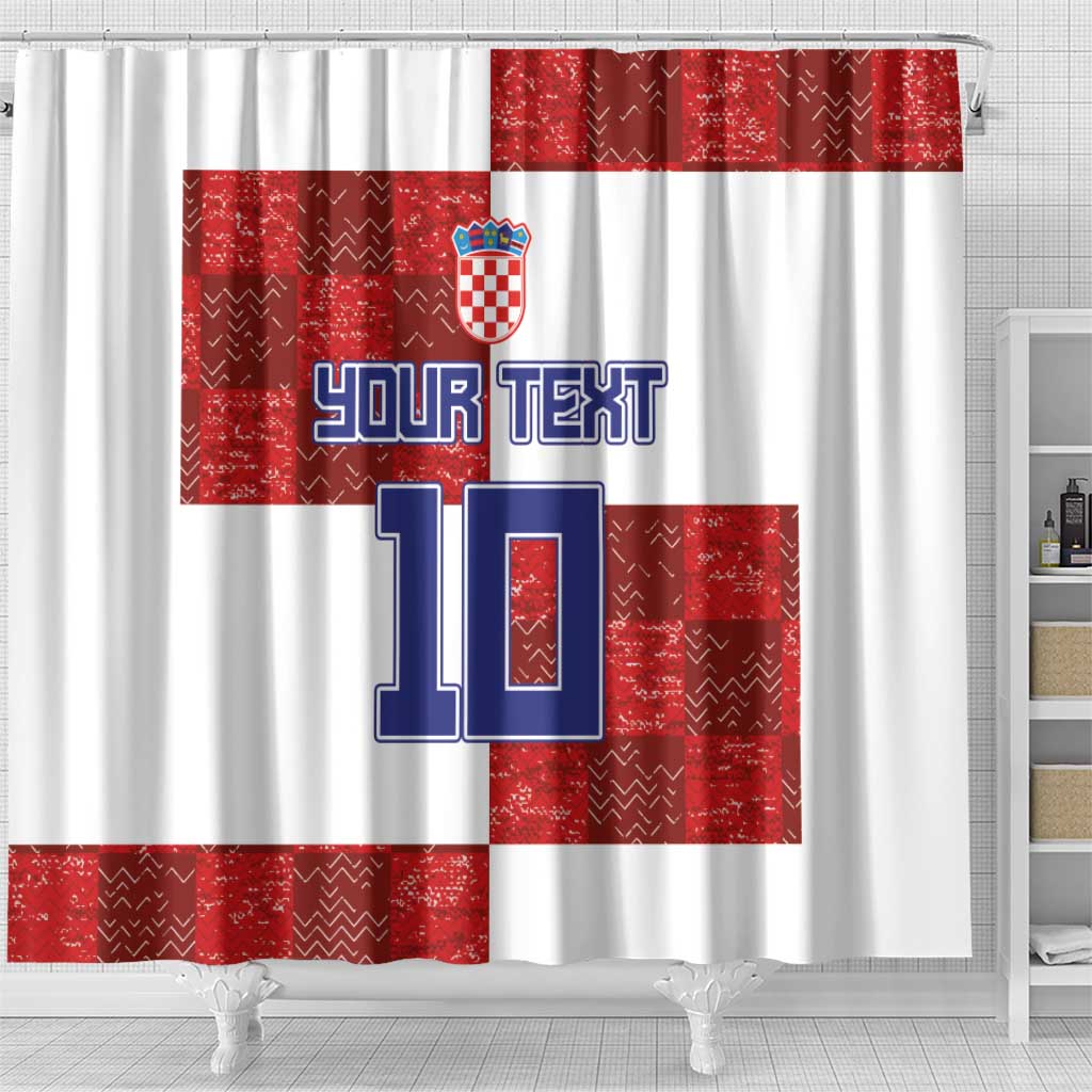 Custom Croatia Football Shower Curtain Checkered Ones Sport Grunge Style LT03
